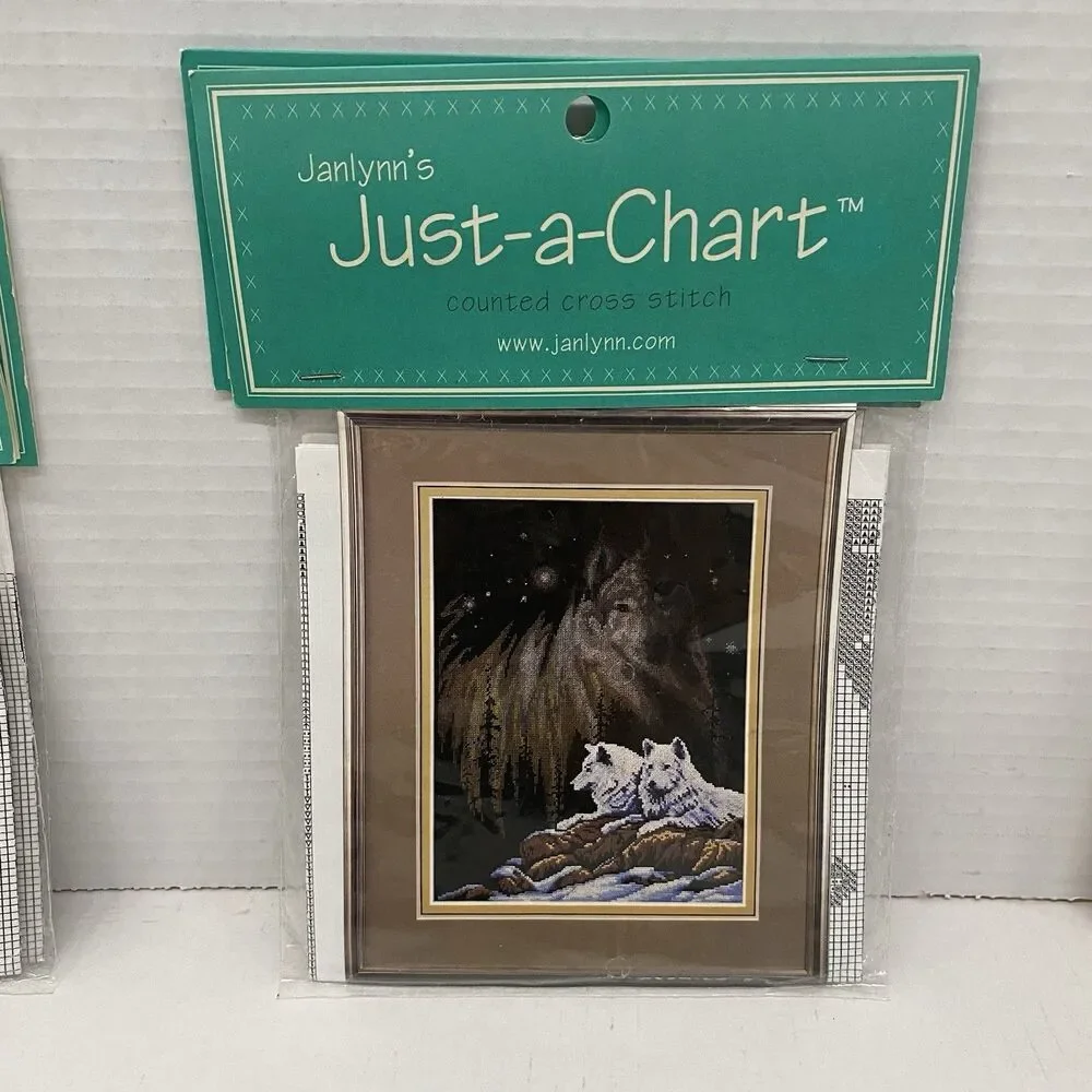 Lot Of 6 Janlynn’s Just-a-Chart Counted Cross Stitch Sealed Packages